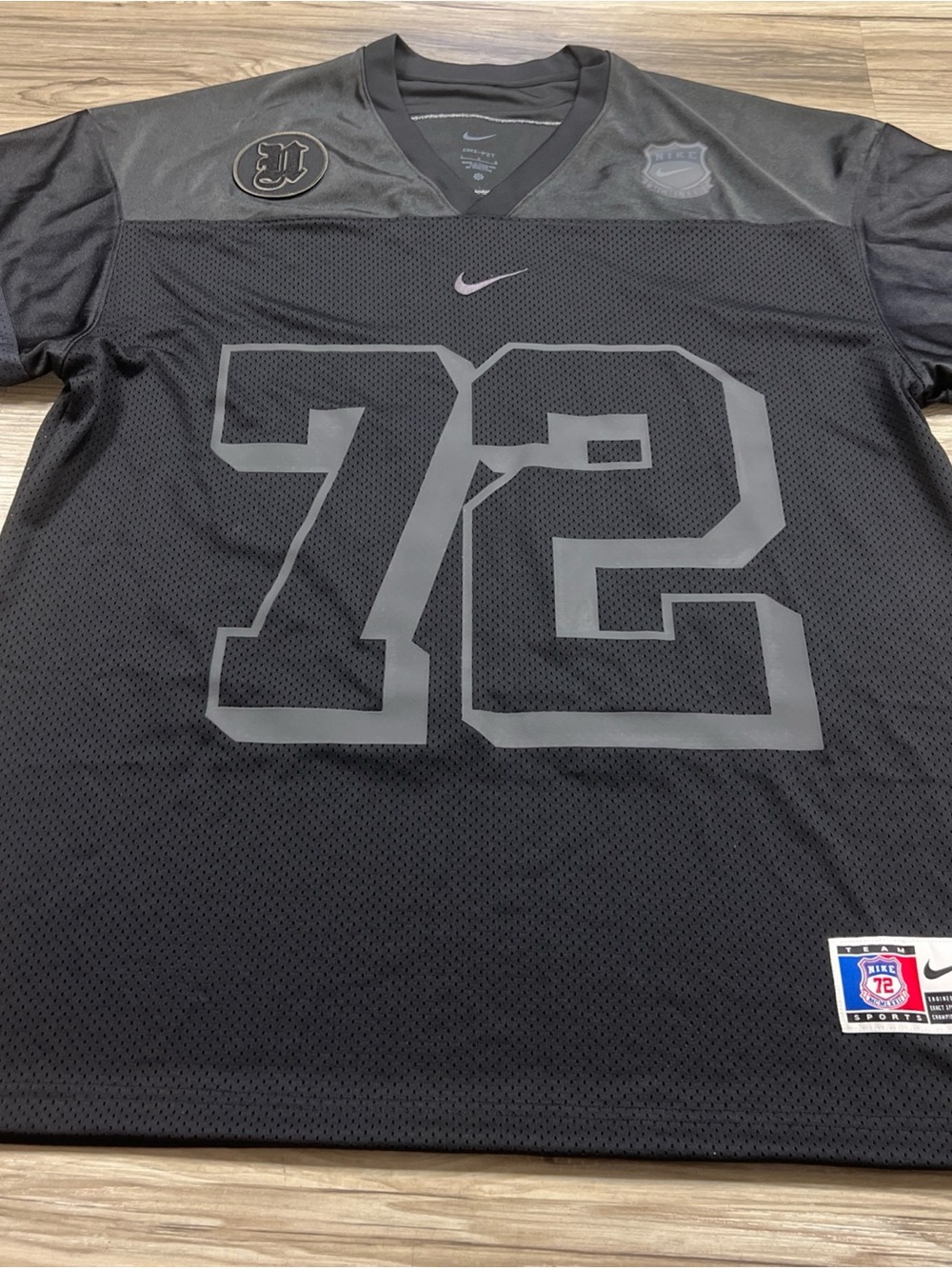 Nike Next Up Football Gridiron Jersey 72 Swoosh Black Mens Large IH7492-010 $90